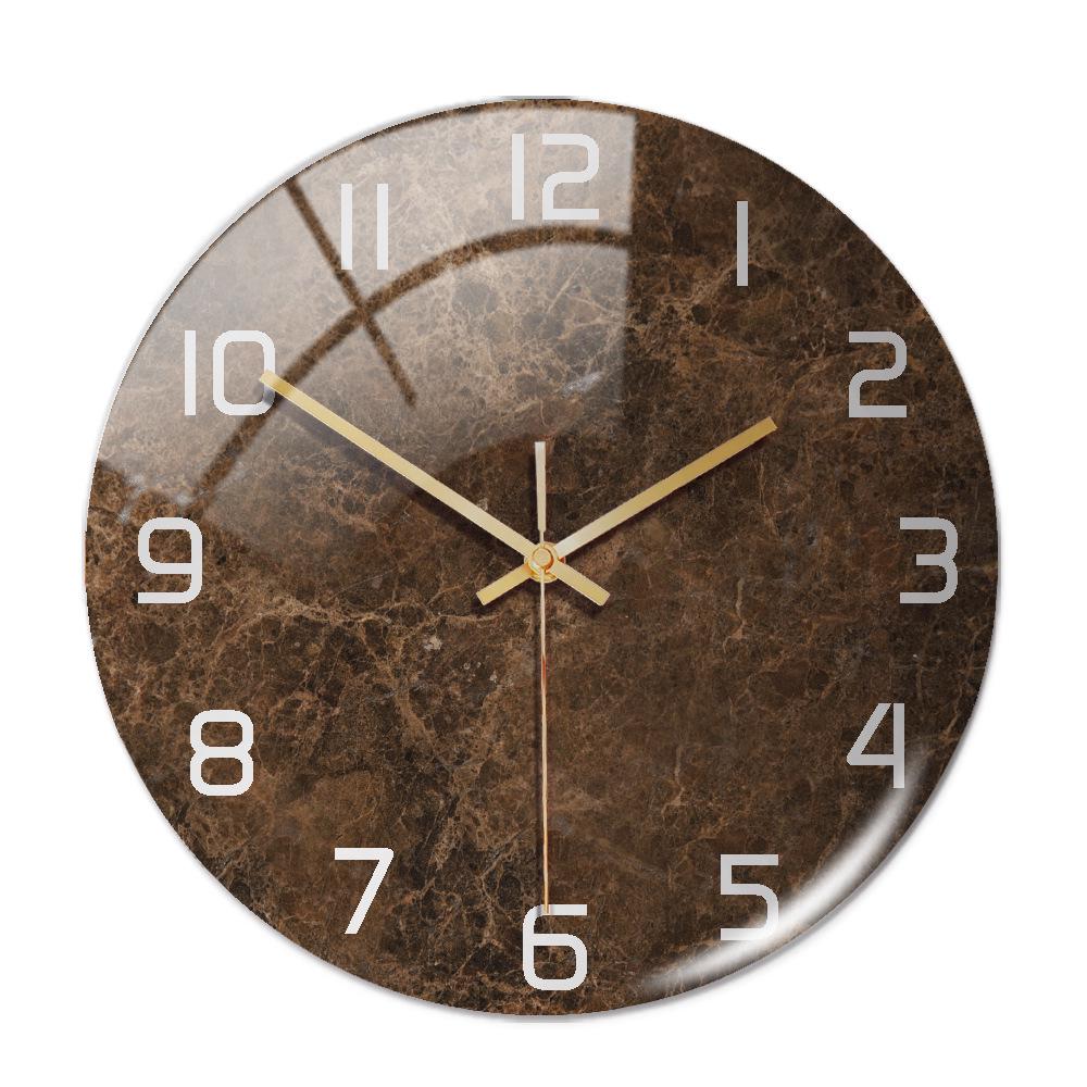 CC127-142 Luxurious Round Marble Wall Clock, 3D Creative Acrylic Design for Home Decor