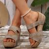 Fashion Plus Size 36-43 Chunky Platform Sandals Women 2025 Open Toe Summer Wedge Slippers Woman Rivets Decor Thick Bottom Slides Female