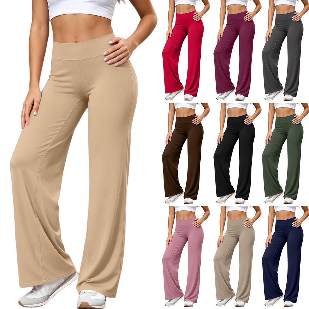 Women's High Waist Straight Leg Yoga Pants with No Toe Design
