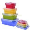 KX4B 4 Pcs Silicone Collapsible Portable Lunch Box Fruit Storage Container
