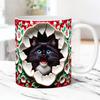 3D Kitten Cat Hole In Wall Ceramic Coffee Mug Tea Mug Gift Mug