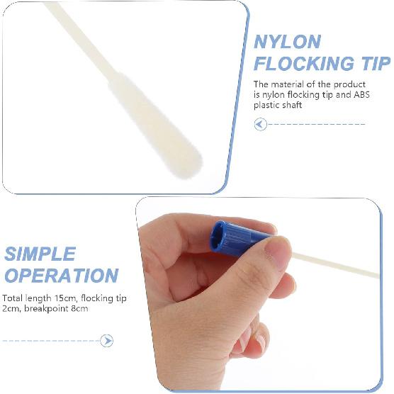Healifty 50 Sets Nasopharyngeal Nylon Tipped Specimen Flocked Swabs with Tubes Lid Lable Nasal Swab Sterile Nylon Flocking Tip Flocked Swab (Red Blue