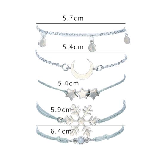 5Pcs/Set Fashion Women Snowflake Moon Star Alloy Bracelet Bangle Jewelry Gift