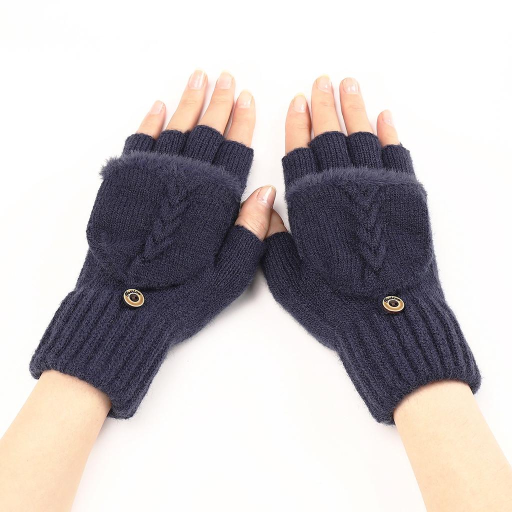Botvotee Black Gloves with Fourchettes Half Finger Sleeves for Women Winter Knit Y2k Accessories Pink Fashion Warm Oversleeve