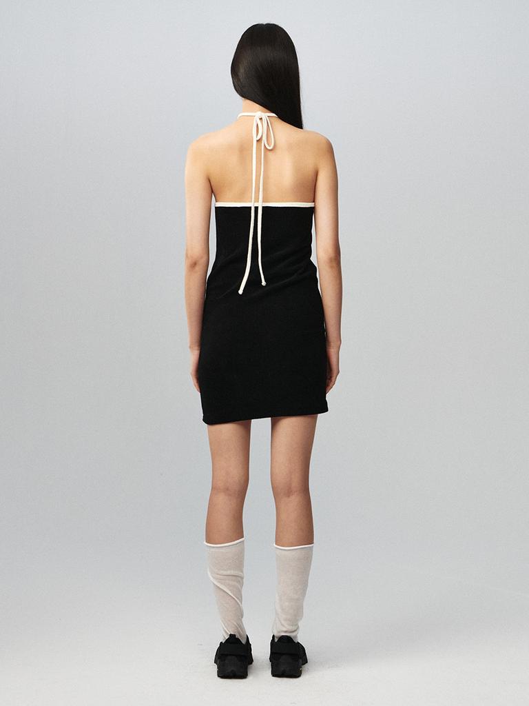 Gijun Terry Halter Dress Black