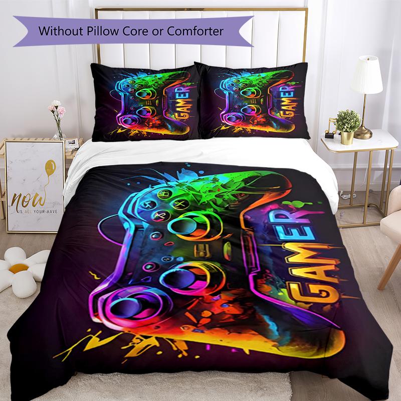 3pcs Game Controller Bedding Set Duvet Cover Closure Includes 1 Duvet Cover & 2 Pillowcases, Soft and Comfortable for All Seasons.