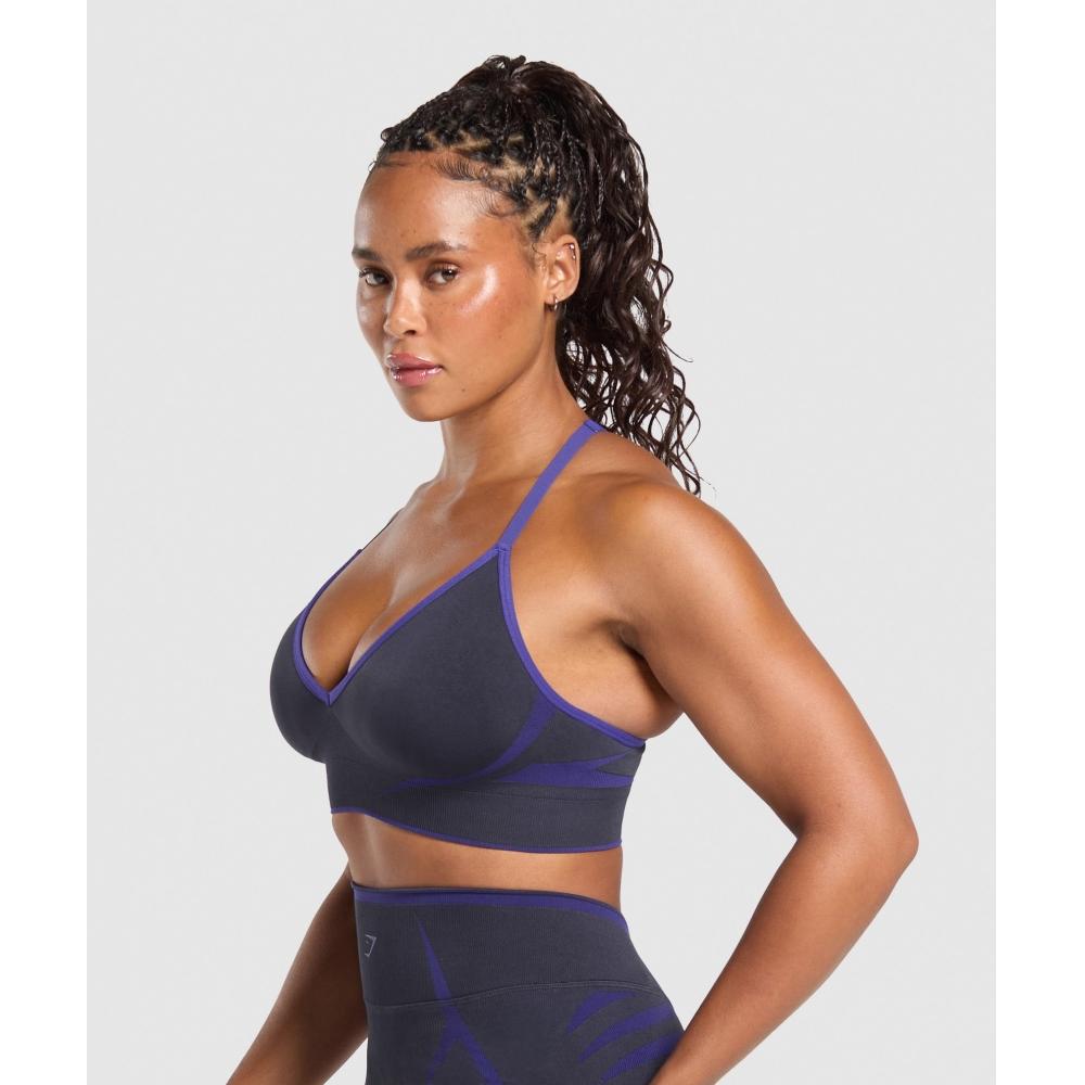 Gymshark Apex Lift  Seamless Sports Bra Heavy Blue Cobalt Purple B4b3j Udb3