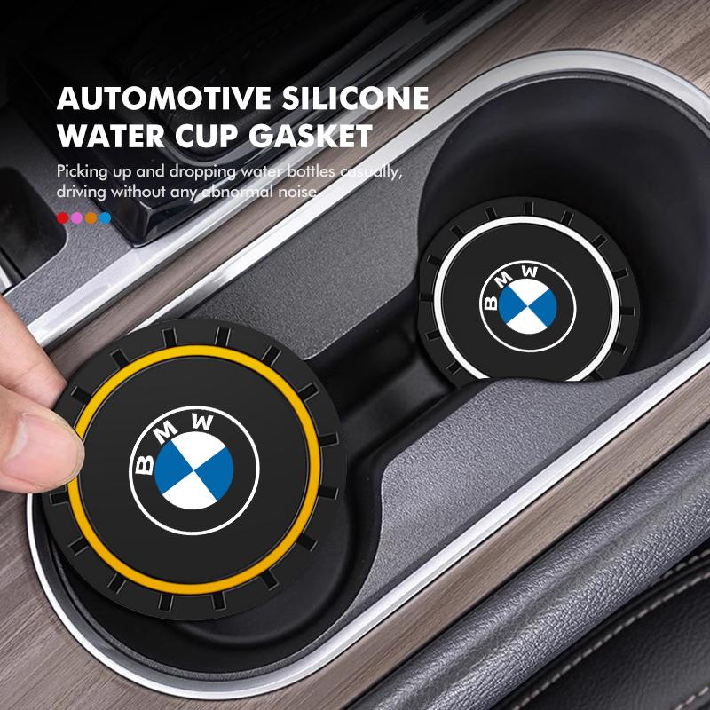 For BMW 1 W E82 2Pcs Car Coaster Silicone Mat Water Cup Holder Anti-Slip Pad For BMW X3 X5 M5 M3 E46 E90 E60 F10 E39 F30 E36 G30 E87 E70