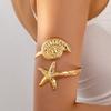 Metal Wide Open Bangle Gold Color Flower Bracelet Elegant Opening Arm Bracelet  Women's Accessories