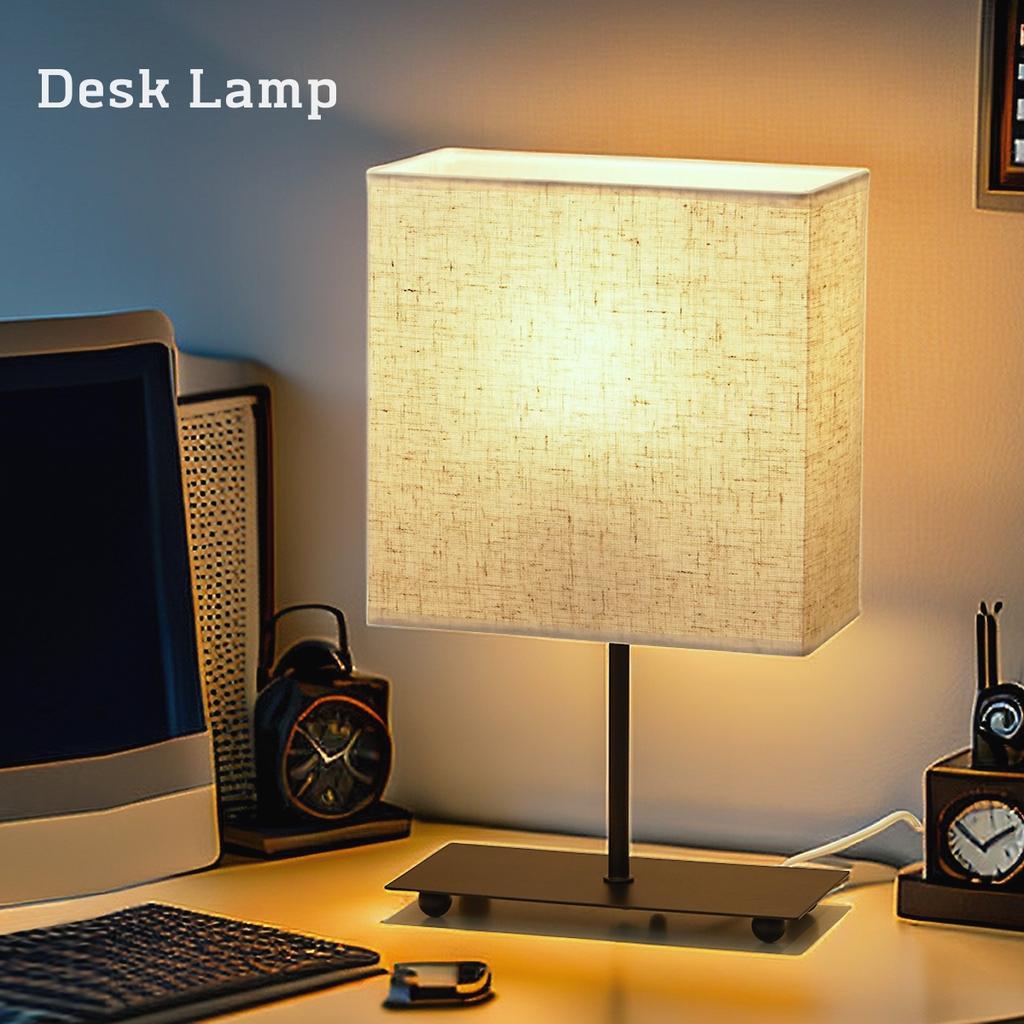 USB Dimmable Japanese Fabric Vintage Desktop Table Lamp, Bedside Light Bedroom Creative Decorative Lamp Reading Books Lighting