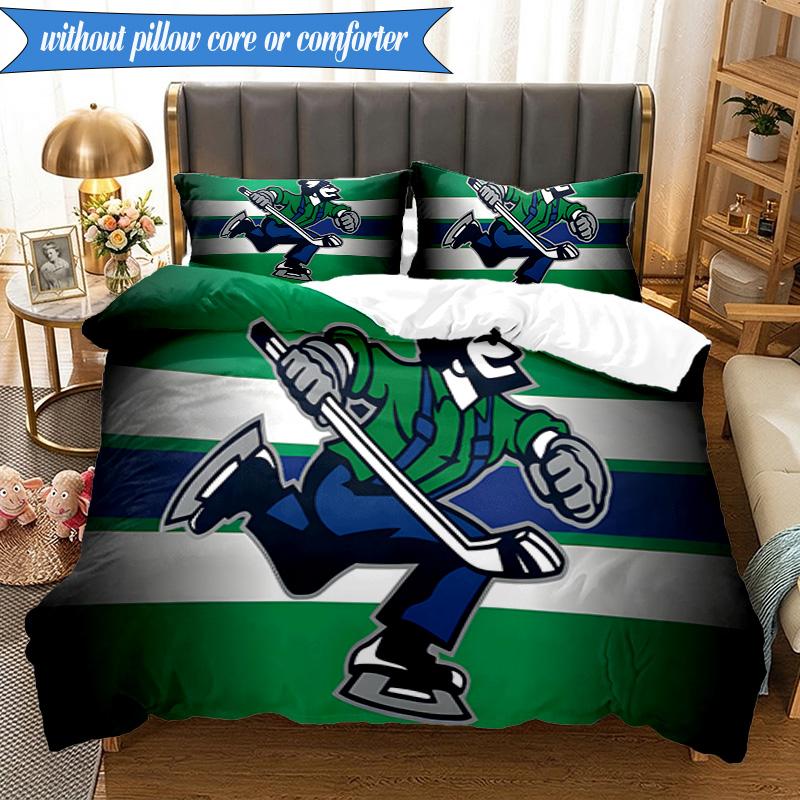 3PCS Vancouver Canucks Printed Bedding Set For Bedroom dormitory, Includes 1 Duvet Cover & 2 Pillowcases for All Seasons Home Decor Fan gifts