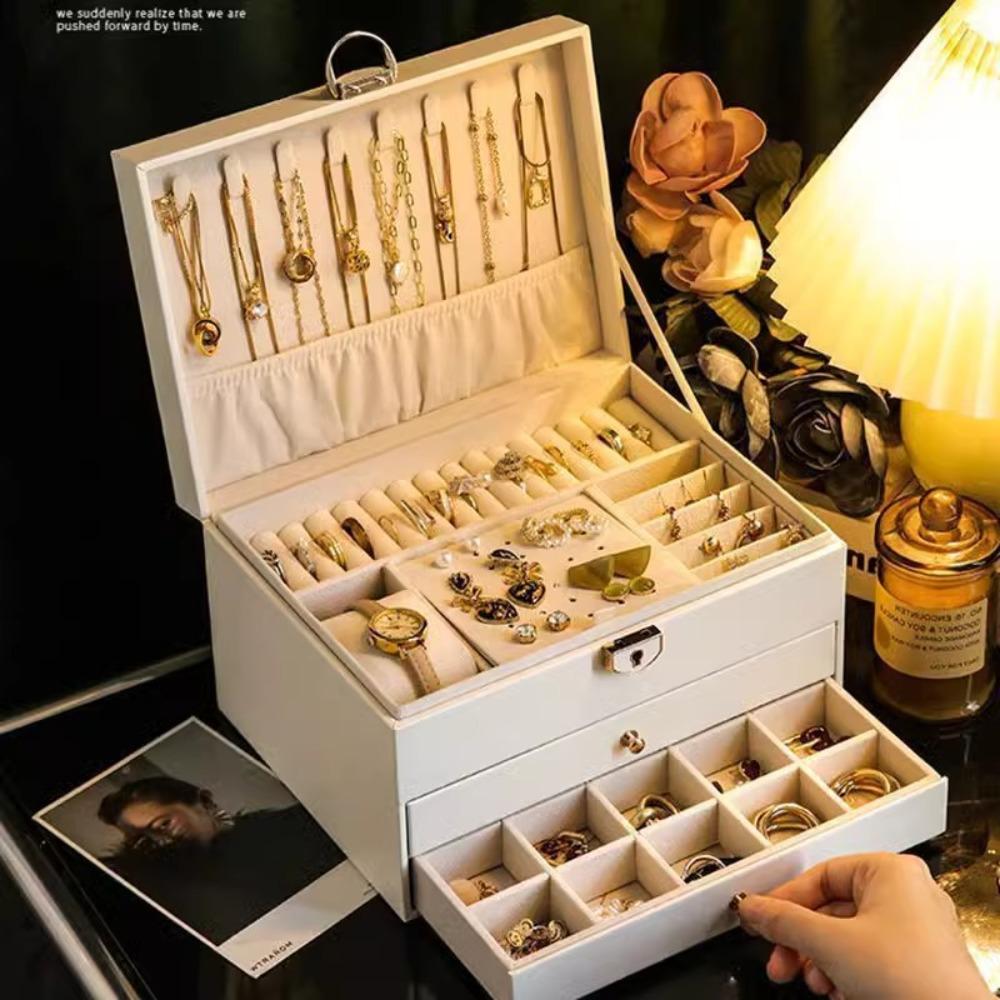 Jewelry Storage Box Multi-layer High-end Gold Hand Jewelry Bracelet Necklace Earrings Earrings Earrings Ring Jewelry Box Large
