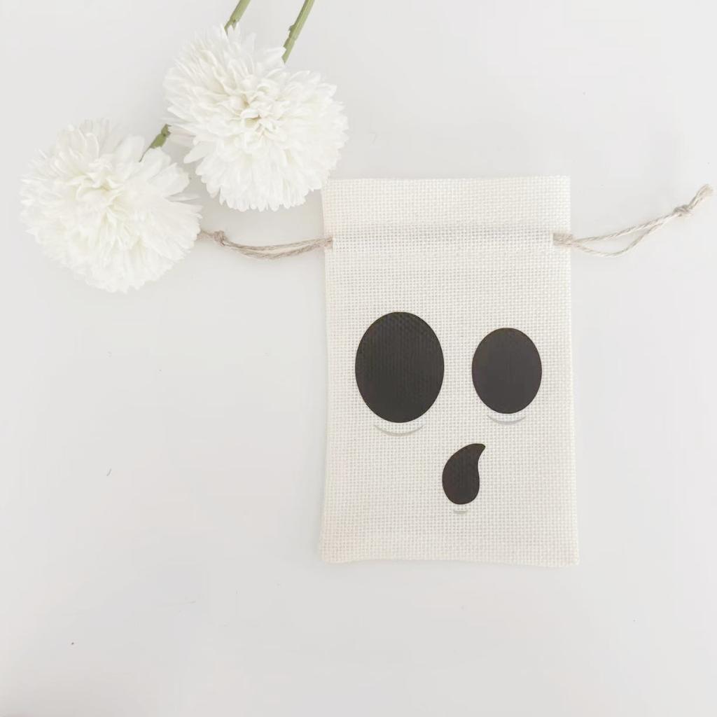 Halloween Biscuit Storage Bag Reusable Halloween Candy Storage Bag Drawstring Linen Bag Breathable For Candy Storage Small Toy