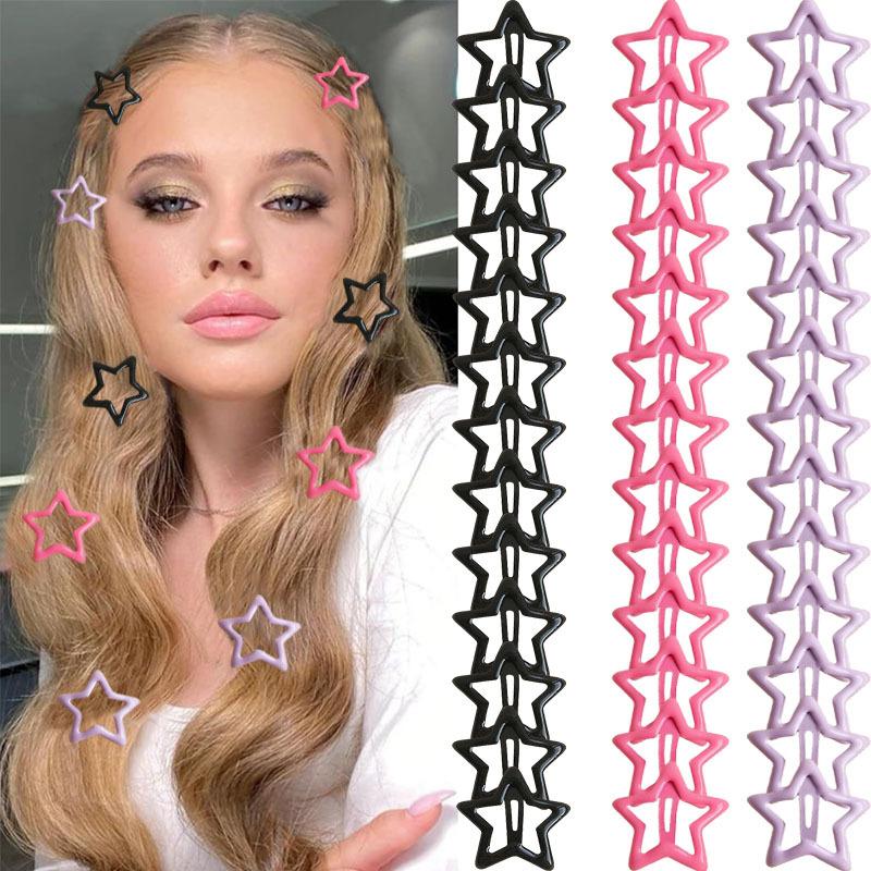30pcs Color Star Hairpin Cute Y2k Dopamine Drip Bb Clip Side Bangs Clip Hairpin Hair Accessories