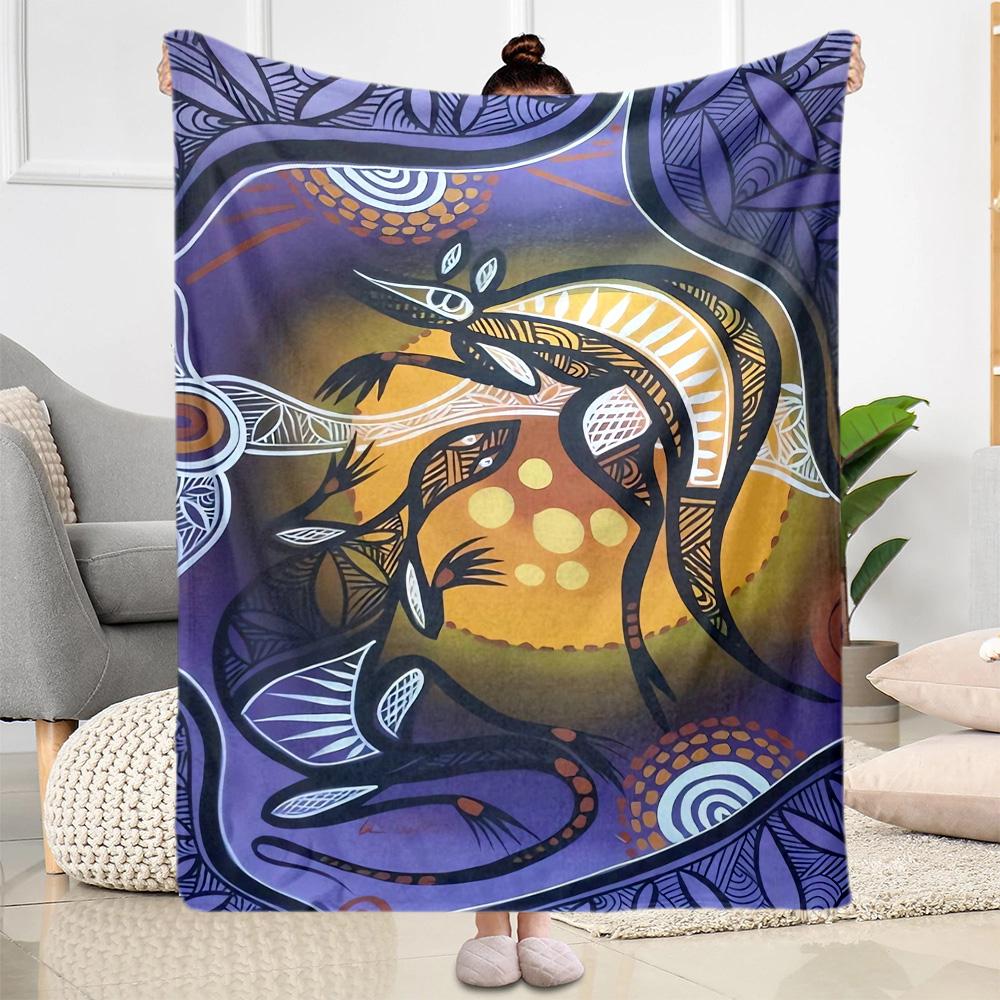 Australian Aboriginal Style 18 Blanket Durable Comfort Perfect for Picnics Couch Bed for All Seasons Stylish Decor