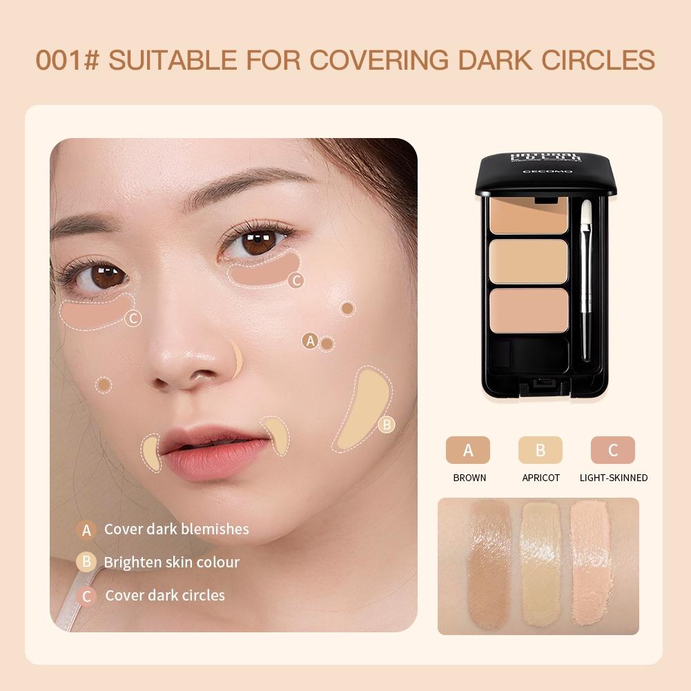 GECOMO Paleta Korektorów 3 Kolory Pełne Krycie Krycie Cieni pod Oczami Trądzik Rozjaśnianie Skóry Kremowy Korektor