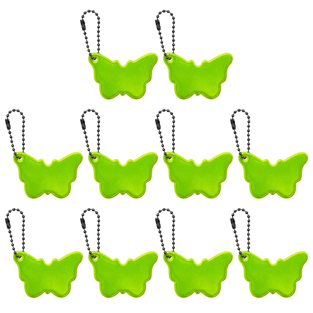 Pack of 10 Reflective Butterfly Keychian Charm Pendant for Vehicle Safe Sturdy Night Visibility Hanging Accessories