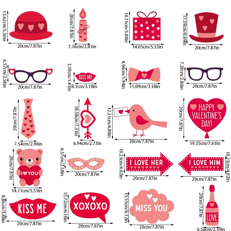 Photo Valentines Day Booth Decor Kit With Paper Frames For Kids Adults Fun Photo