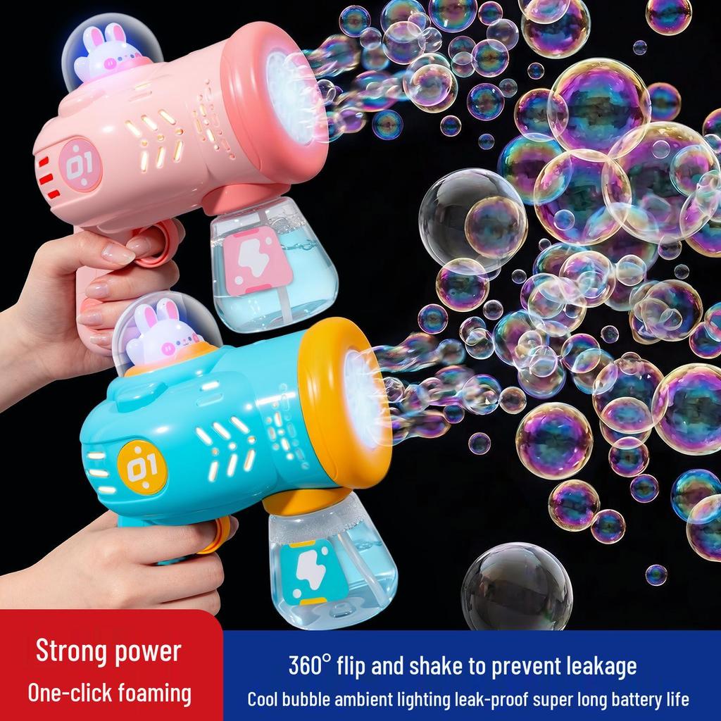 Electric 10-Hole Bubble Blower with Lights – Automatic Space Bubble Gun Toy for Girls