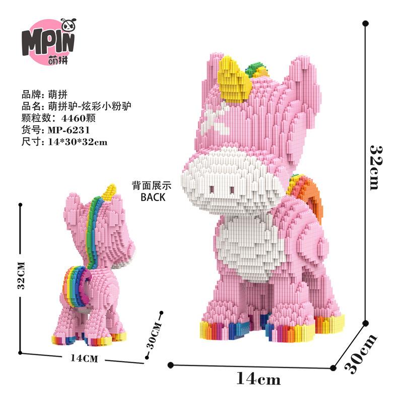 Kreativní Stavebnice Los Medvěd Panda Osel Model Spojování Kreslený Králík Kostky Zvířecí Figurka Hračky Pro Děti Vánoční Dárek