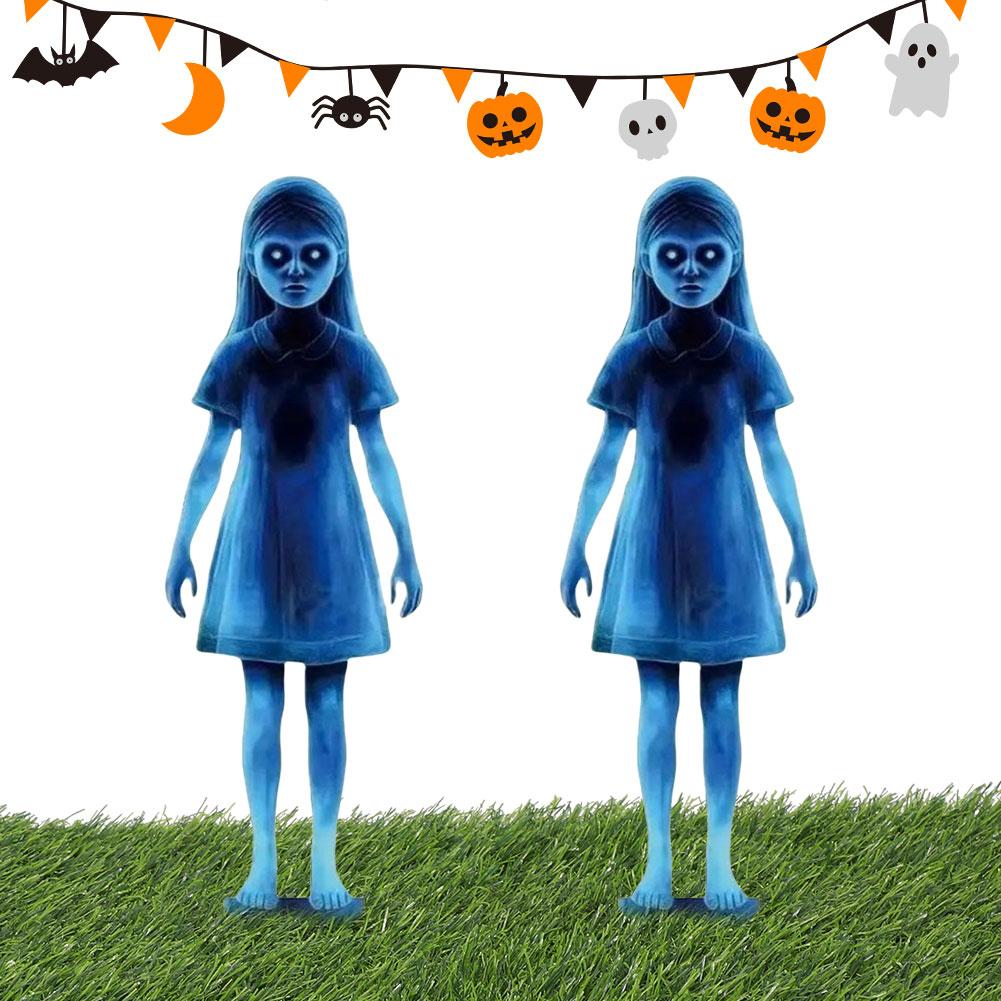 Halloween Metal Yard Signs Ghosts Garden Stake Outdoor Halloween Decorations Spooky Ghost Yard Sign for Lawn Patio Haunted House