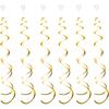 30 Pieces Gold Hanging Swirl Decorations Plastic Streamer Party Swirl Spiral Decorations for Ceiling, Wedding Baby Shower Birthday Party Supply