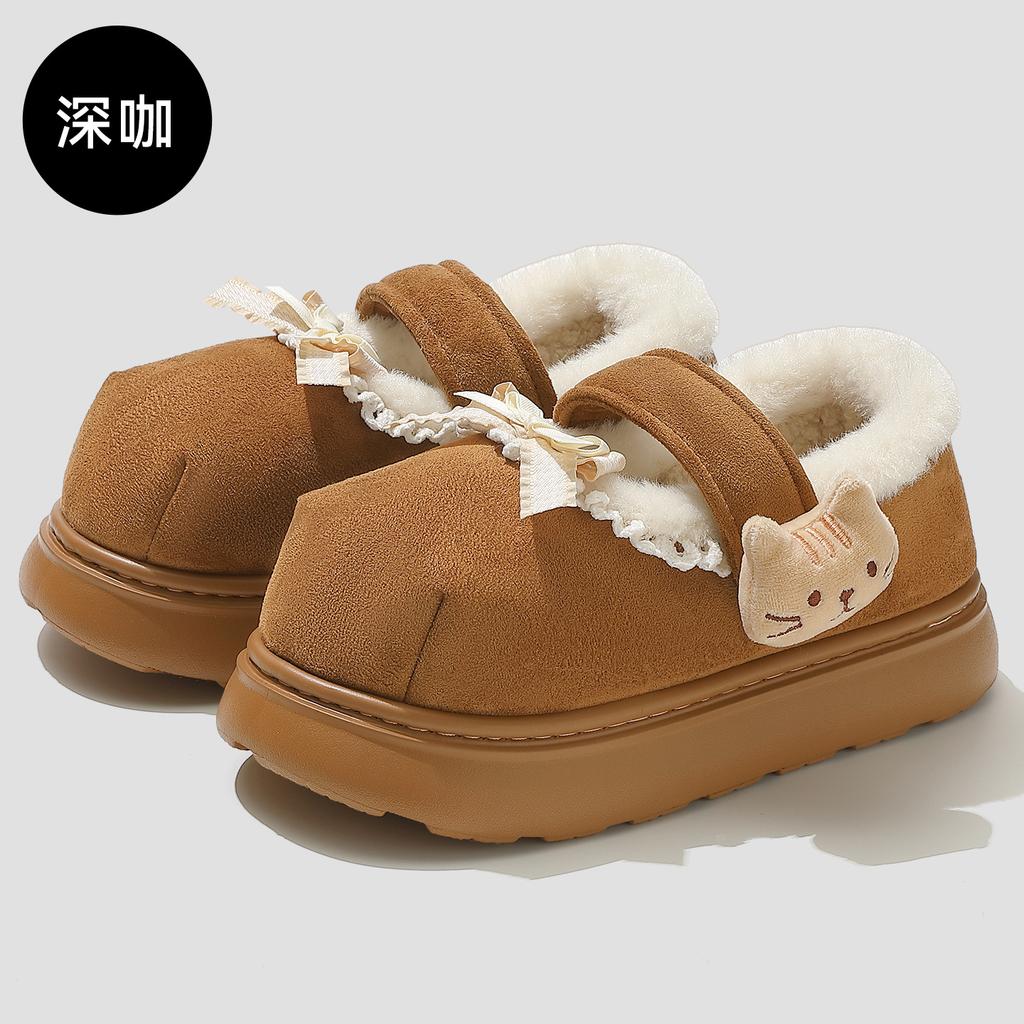 Bag Heel Cotton Slippers Winter New Couples Wear At Home Velvet Warm Non-slip Cotton Shoes Winter