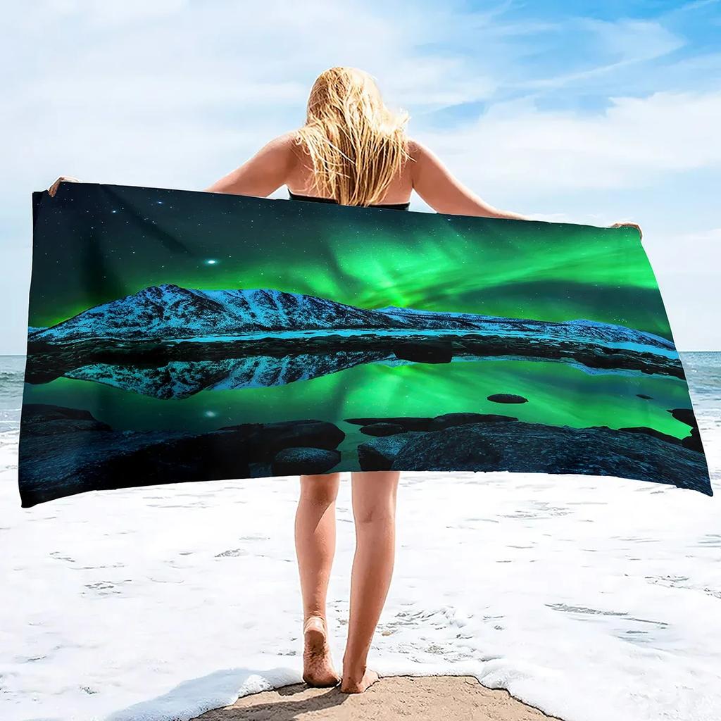 Oversize Beach Towel Clearance Towel, Aurora Polaris Travel Pool Towel,Quick Drying Blanket Sandless Towel Lightweight Beach Mat