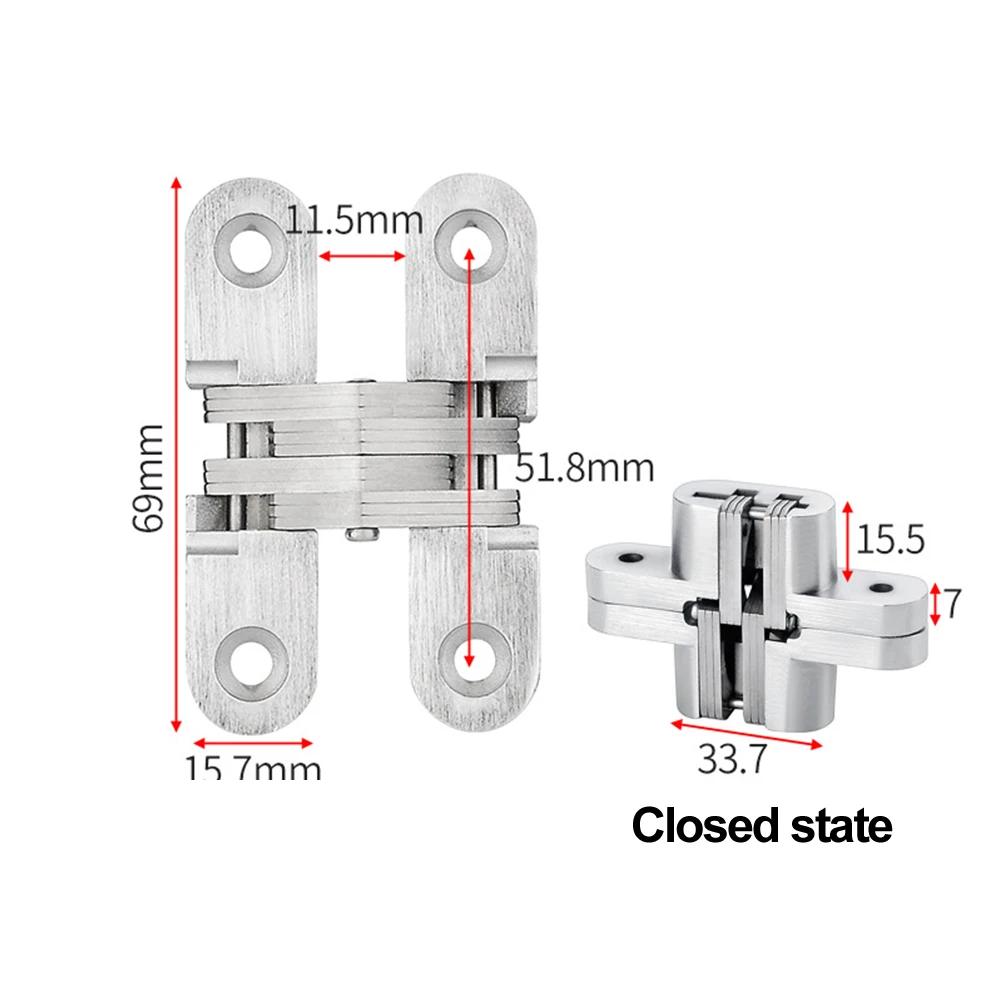 1pcs Concealed Cross Hinge Folding Door Hinges Invisible Door Hardware For Cabinet Cupboard Window Furniture Wooden Boxes