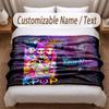 Kpop Demon Hunters Printed Flannel Blanket Custom Name Text Soft Warm Throw For Bedroom Holiday Gift