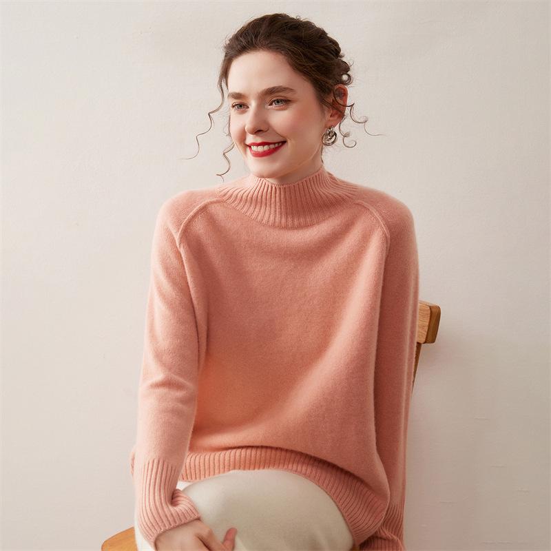 2025 Autumn/Winter Women's Cashmere High Neck Base Layer Sweater - Loose, Comfortable & Stylish Design