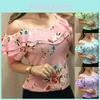 Print Floral Women Cold Shoulder Tops Summer Beach Tank Tops Vest Shirt Blouses