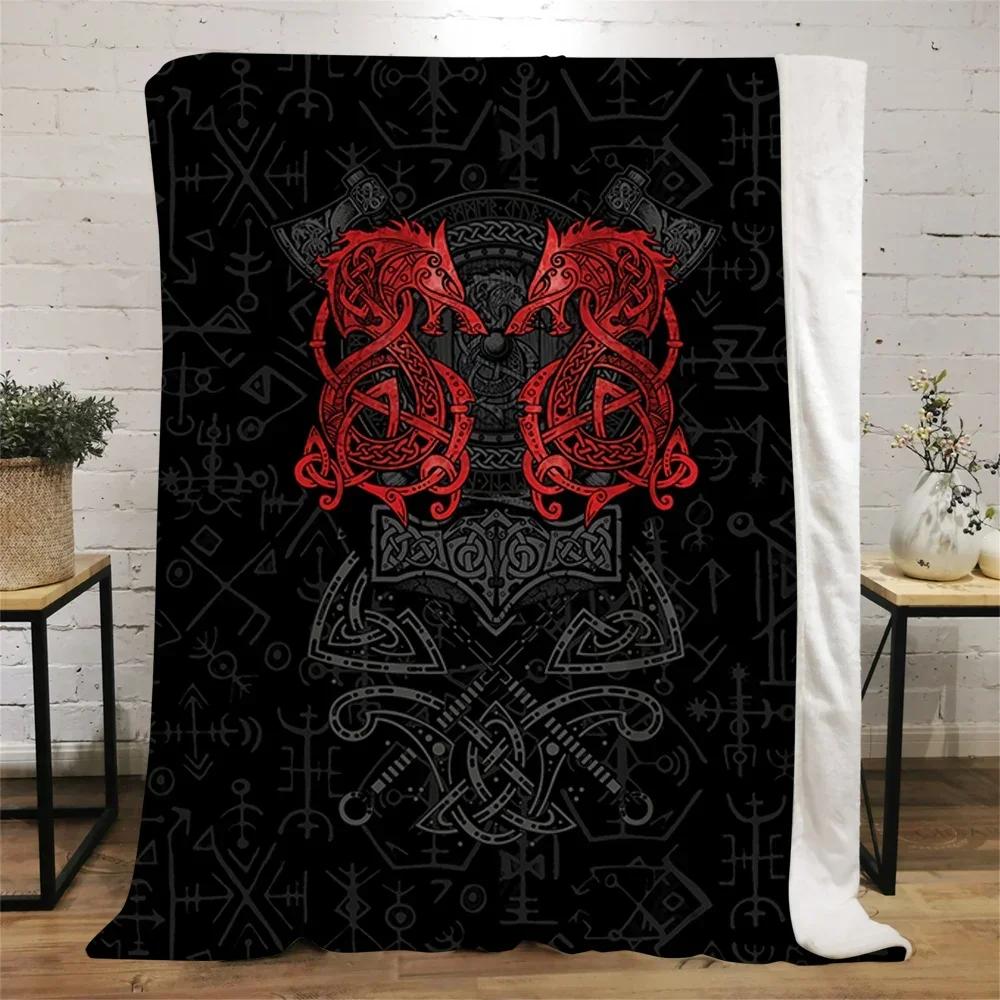 Viking Symbol Viking Bird Flannel Blanket 3D Children Blanket Sofa Warm Bed Throw Blanket Adult Quilts Sherpa Blanket Queen Size 100cmx150cm