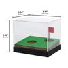 J JACKCUBE DESIGN Clear Acrylic Golf Ball Souvenir Display Case, Dustproof Transparent Holder Storage Box for Souvenir Golf Balls, Wooden Base -