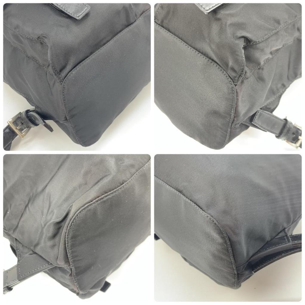PRADA Tessuto Nylon Rucksuck Backpack Daypack Leather Black Women's Triangle Logo Plate