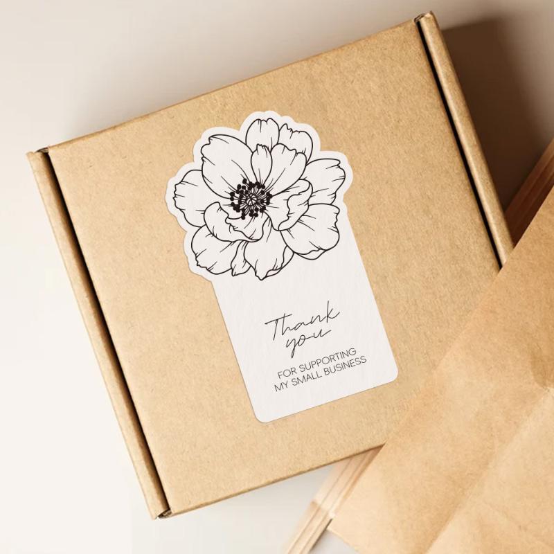 Irregular Flower Rectangular Stickers 50Pcs Removable Self-Adhesive Decals for Photo Album Decor Gift Box Sealing