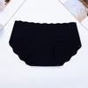 Ice Silk Mid-Waist Wave Edge Women's Triangle Panties - Summer Thin Style, Solid Color
