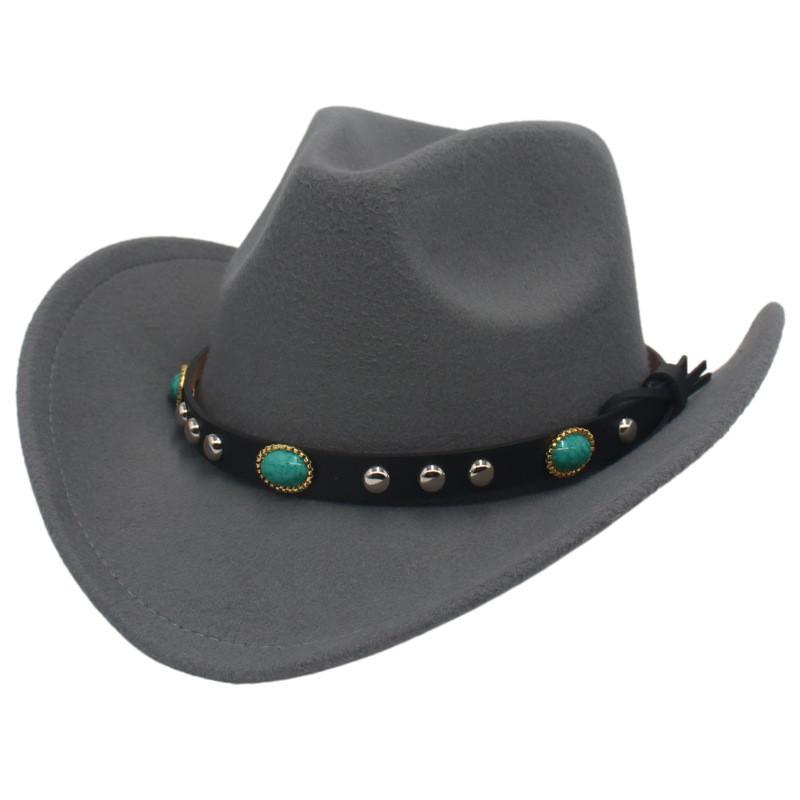 Ethnic Style Cowboy Hat With Brass Rivets For Winter Men Women