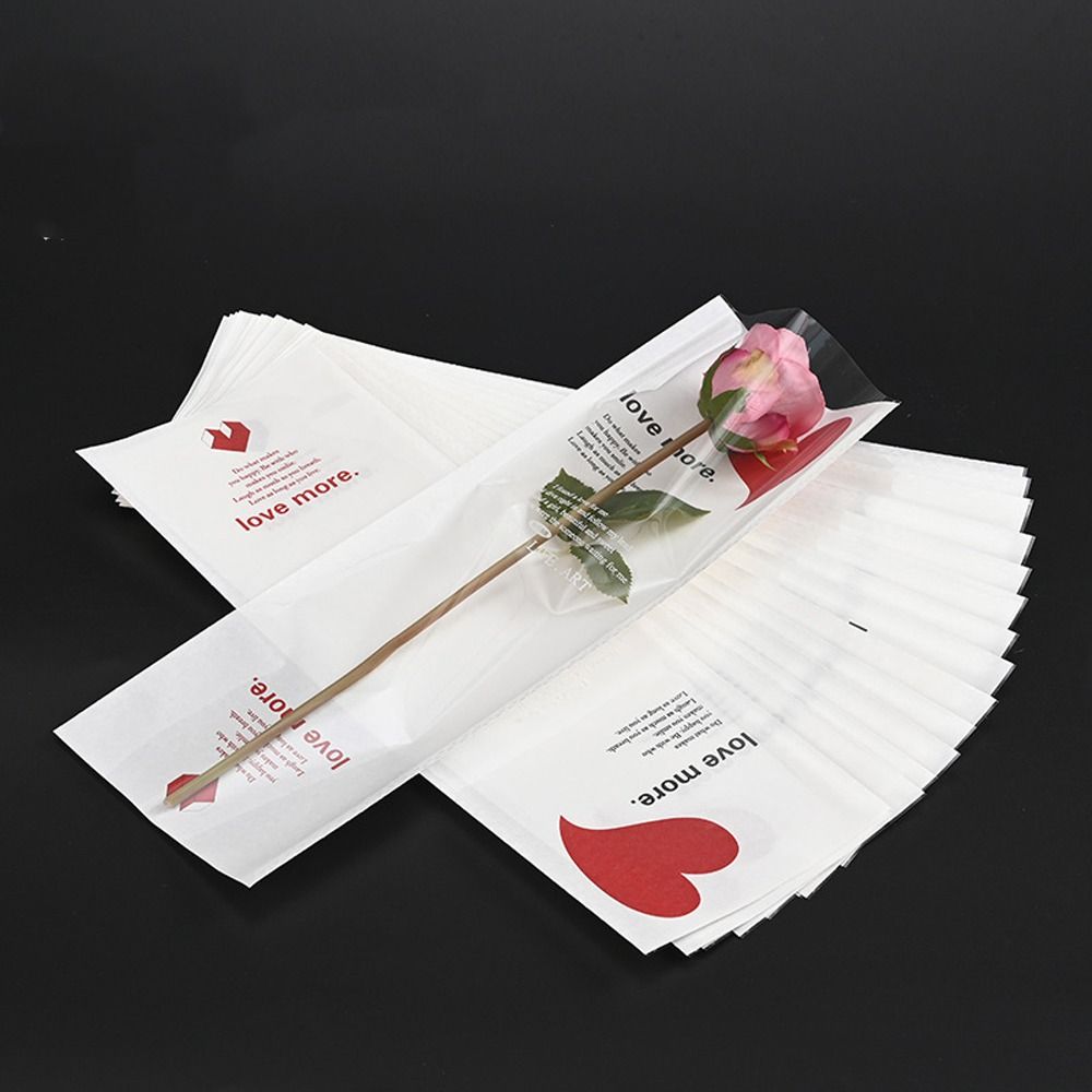 20pcs Romantic Single Flower Wrapping Bags Love Shaped Floral Gift Bags  Room Decor