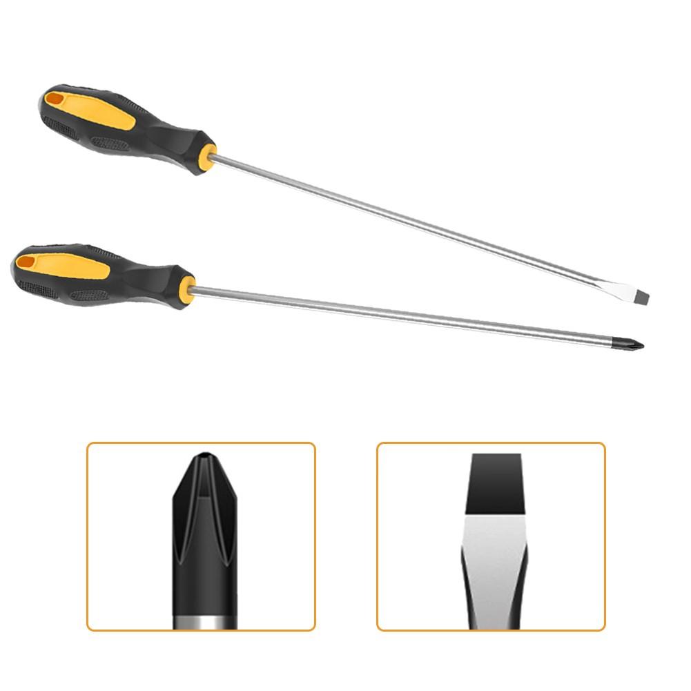 Magnetic Slotted Screwdriver with Comfortable Rubber Handle 12 Inch Length