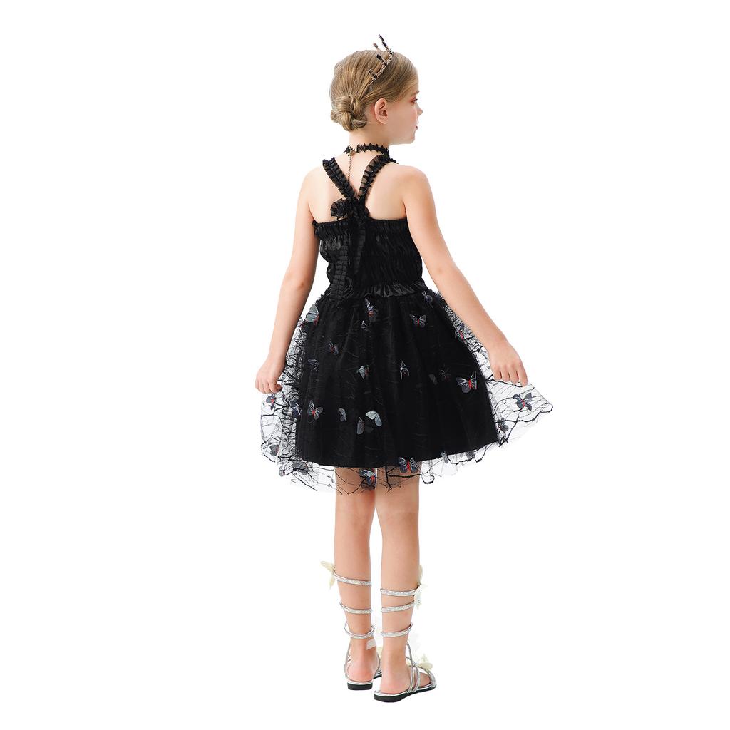 2026 Million Halloween Children's Clothing Walk Show Jazz Dance Children's Clothing Girls Butterfly Elf Dress Suspender Dress
