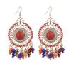 Attractive Bohemia Women Fashion Retro Tassel Beads Round Drop Dangle Hook Earring Jewelry Gift
