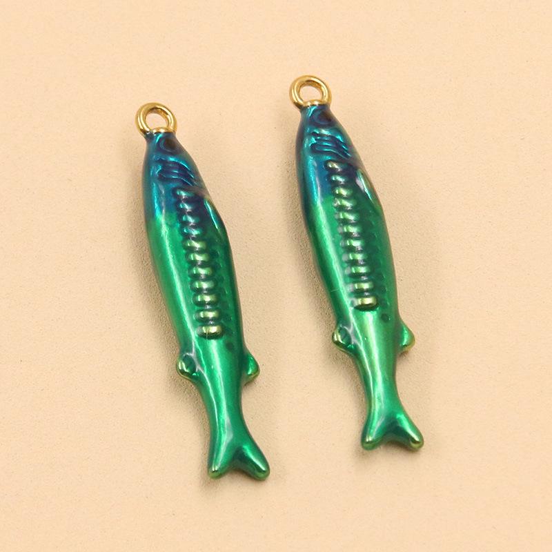 Ocean Style Colorful Enamel Koi Fish Stainless Steel Pendants for DIY Necklace and Bracelet Charms