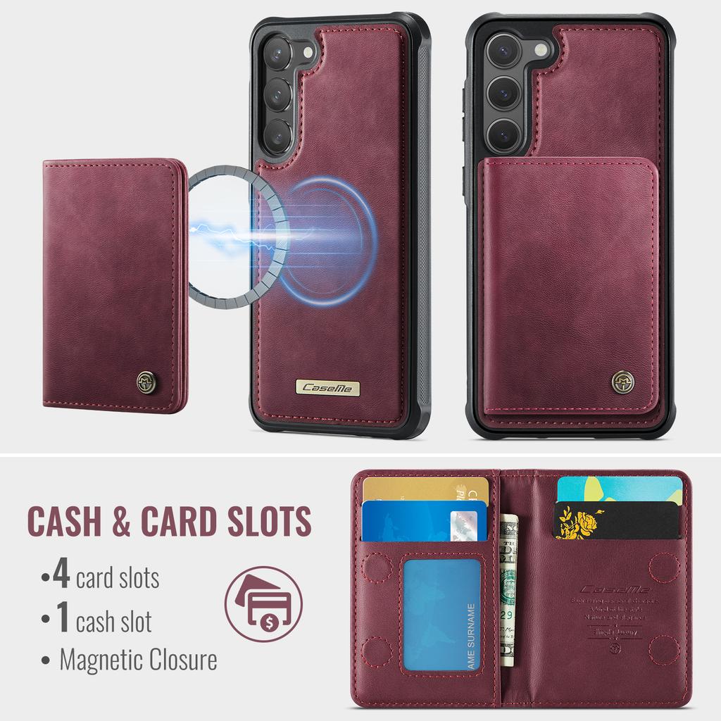 For Samsung Galaxy S23 Magnetic Case CASEME ME80 Series Leather PC TPU Phone Cover with Detachable Wallet