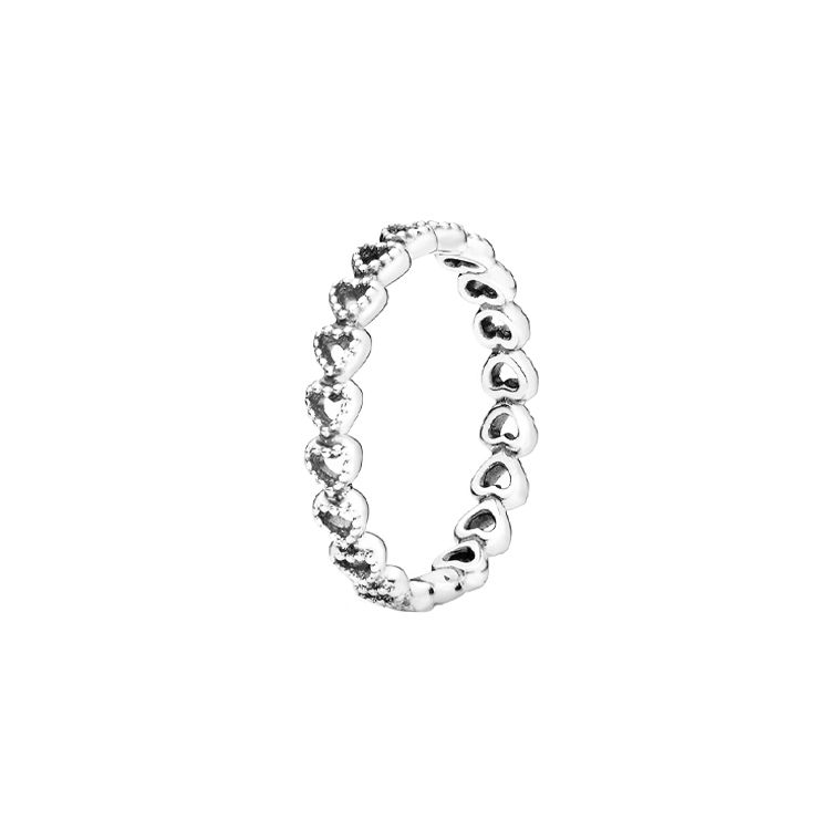 Pandora Intertwined Hearts Ring Women ring Silver 190980 Box,50