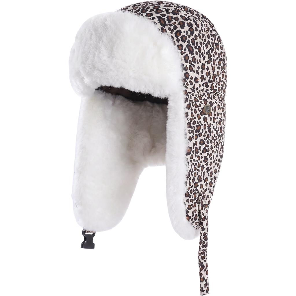 Winter warm new leopard print thickened Lei Feng hat women's windproof hat Merad pilot cycling ear protection Lei Feng hat