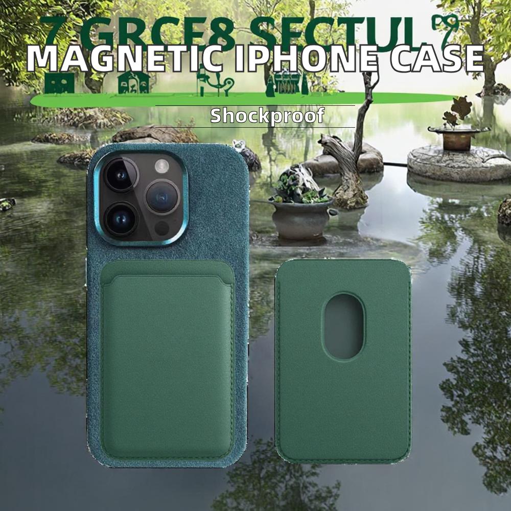 PU Custom Logo Color Magnet Magnetic TPU Case for iPhone 14 15 16 Pro Max Strong Magnetic Phone Wallet ID Credit Card Holder