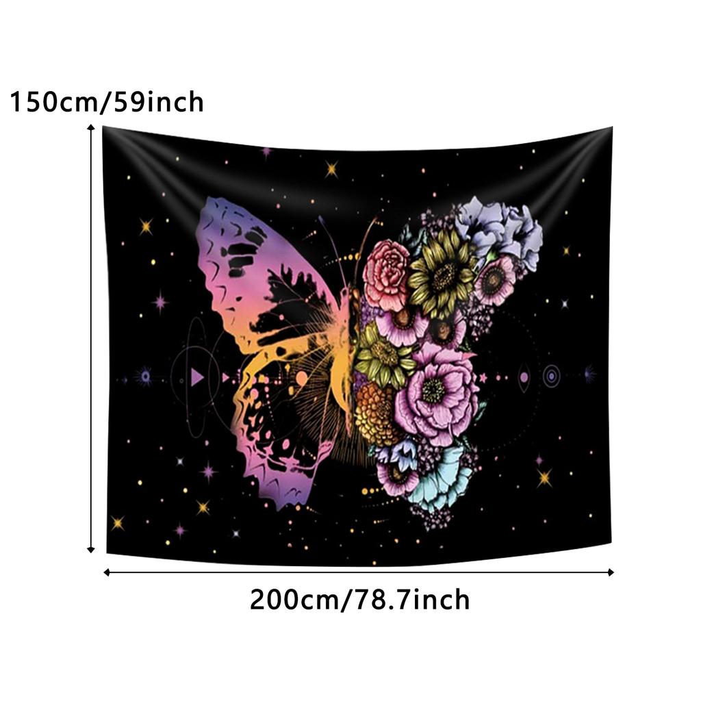 Butterfly Flower Wall Tapestry Wall Hanging For Bedroom Living Room College Dorm Decoration