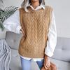 Women Crew Neck Sleeveless Knit Sweater Solid Color Tank Top Cutout Leaf Design Fall Winter Sizes S-L