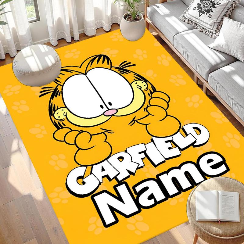 Custom Name Personalized Garfield Print Carpet, Versatile Home Decor Rug, for Playroom, Apartment, Balcony, Entryway, Hallway Gift